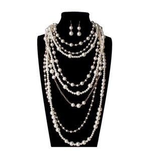 Vintage Style Imitation Pearl and Goldtone Layered Necklace